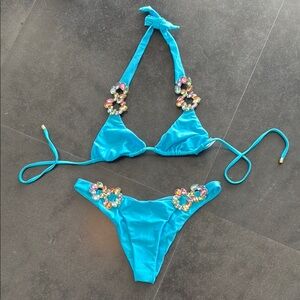 Beach Bunny Turquoise Bikini with Jewel Accents